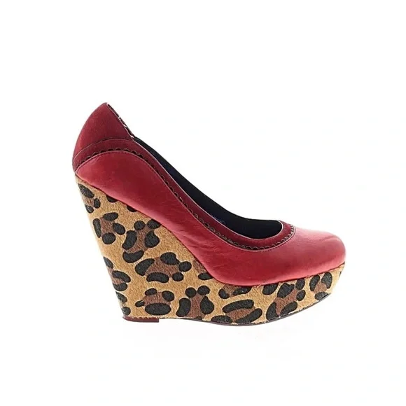 Poetic License Red and Leopard Print Wedges - Picture 3 of 3